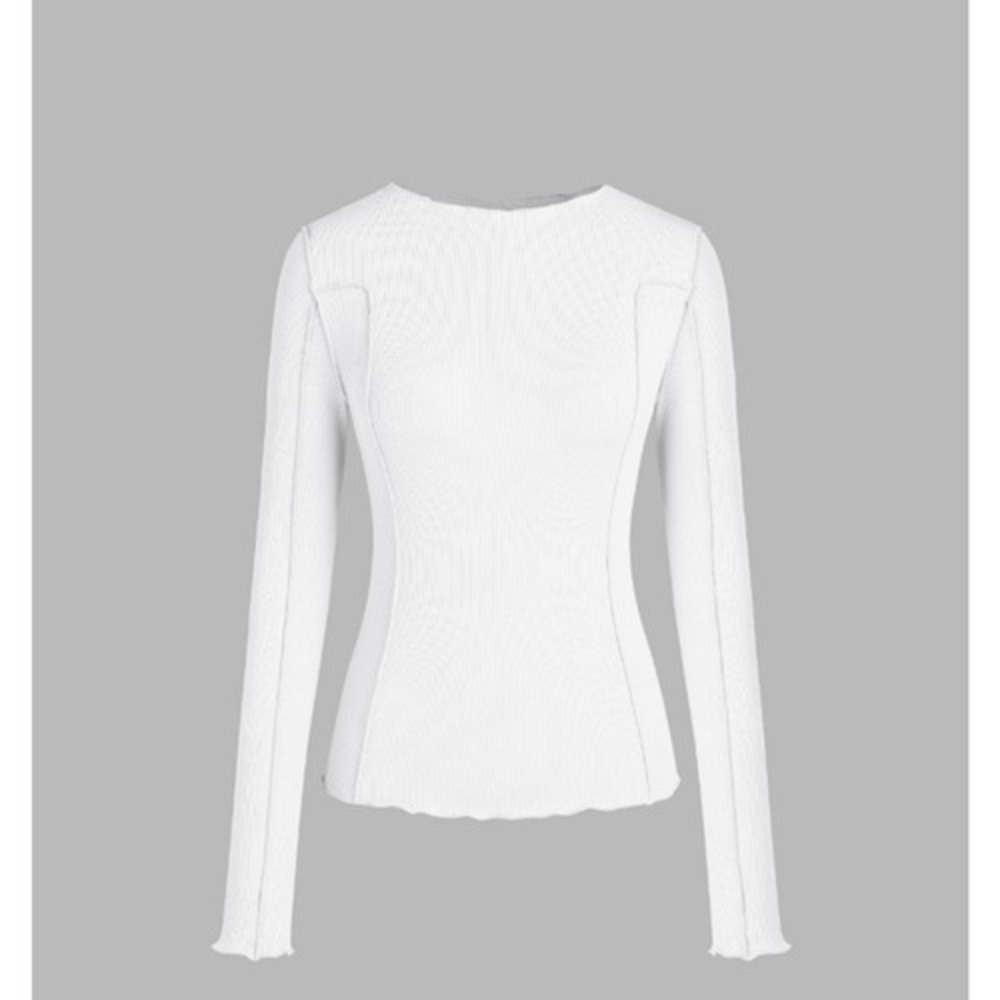 Cider White Panelled Ribbed Long‎ Sleeve Top Crew Neck Lettuce Edge 1XL NEW
